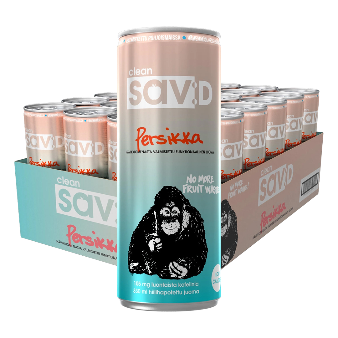 24 x Clean sav:D 330 ml Persikka