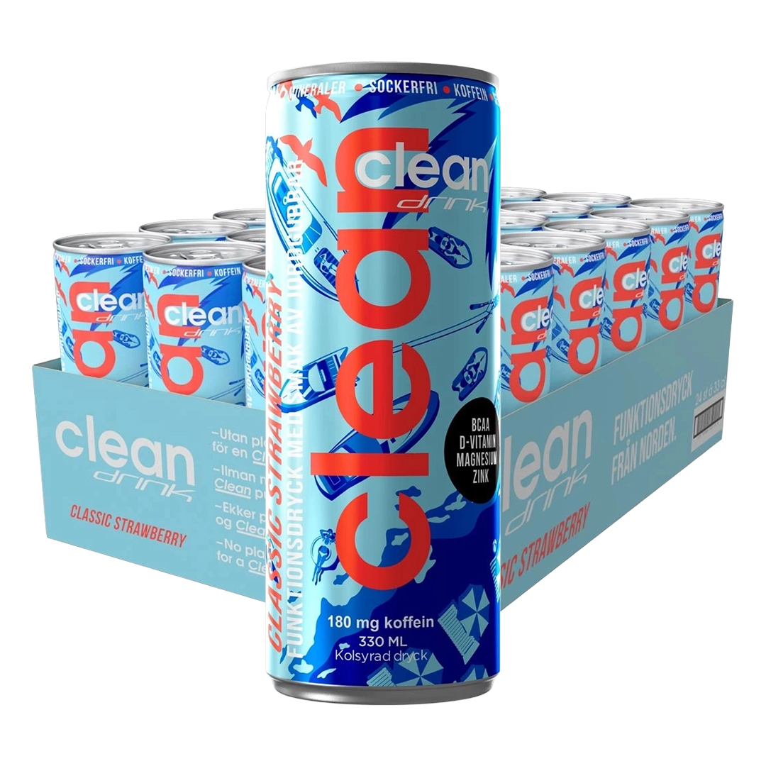 24 x Clean Drink 330 ml Mansikka SUPER DEAL