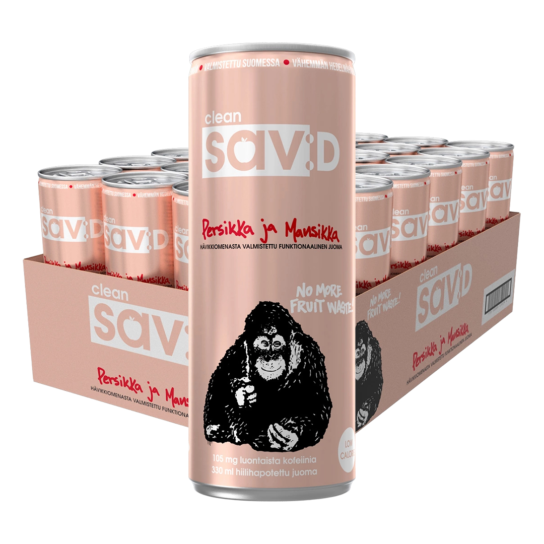 24 x Clean sav:D 330 ml Mansikka Persikka