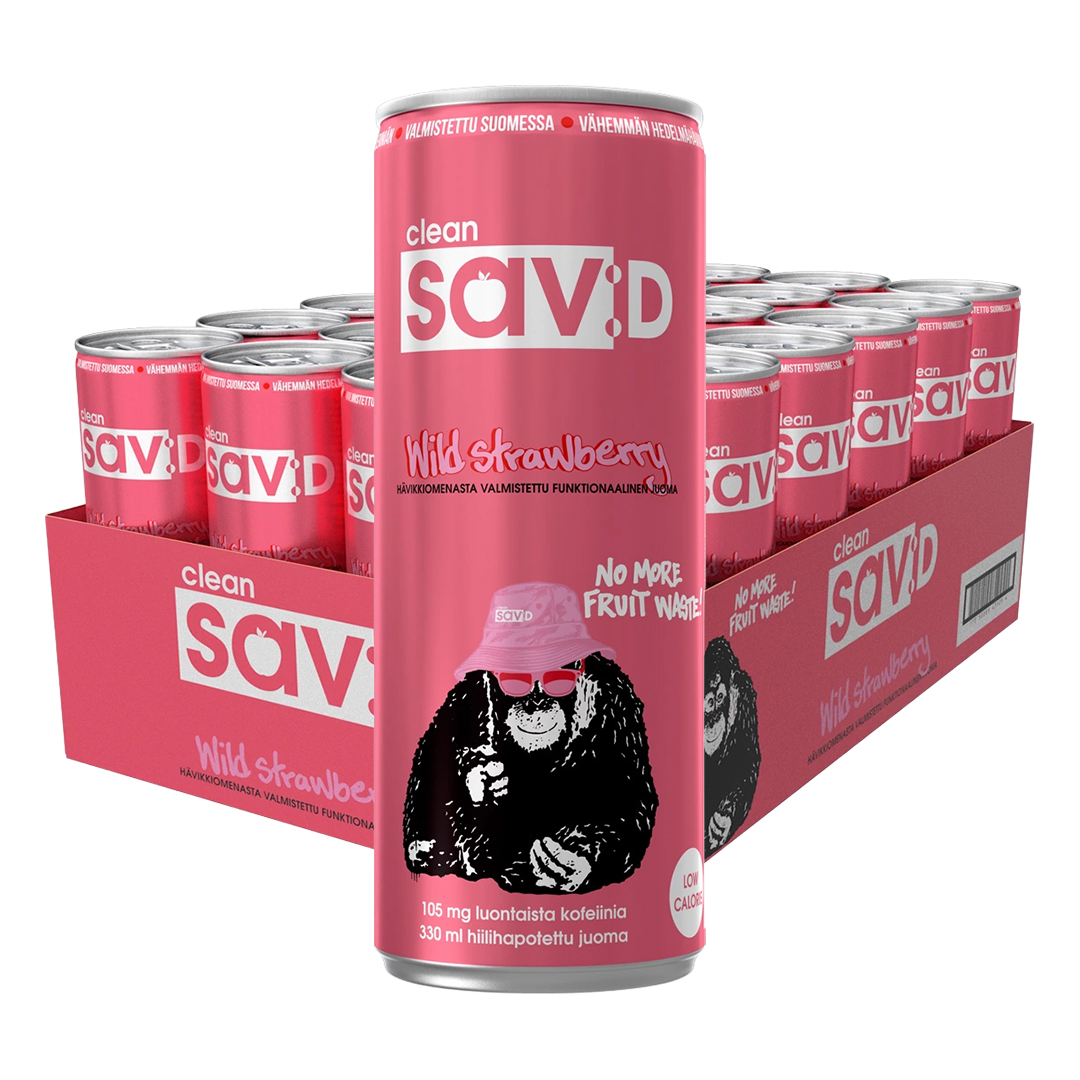 24 x Clean sav:D 330 ml Villimansikka