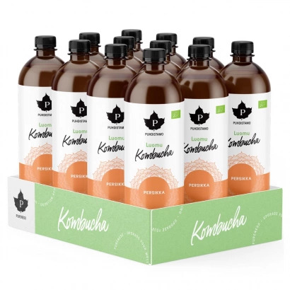 12 x Puhdistamo Luomu Kombucha 370 ml Persikka