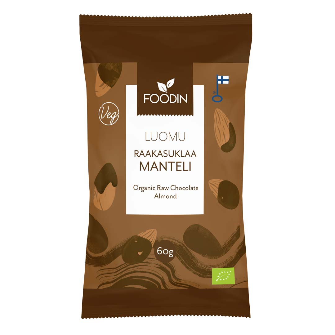 Foodin Raw Chocolate Coated Almonds Organic 60 g
