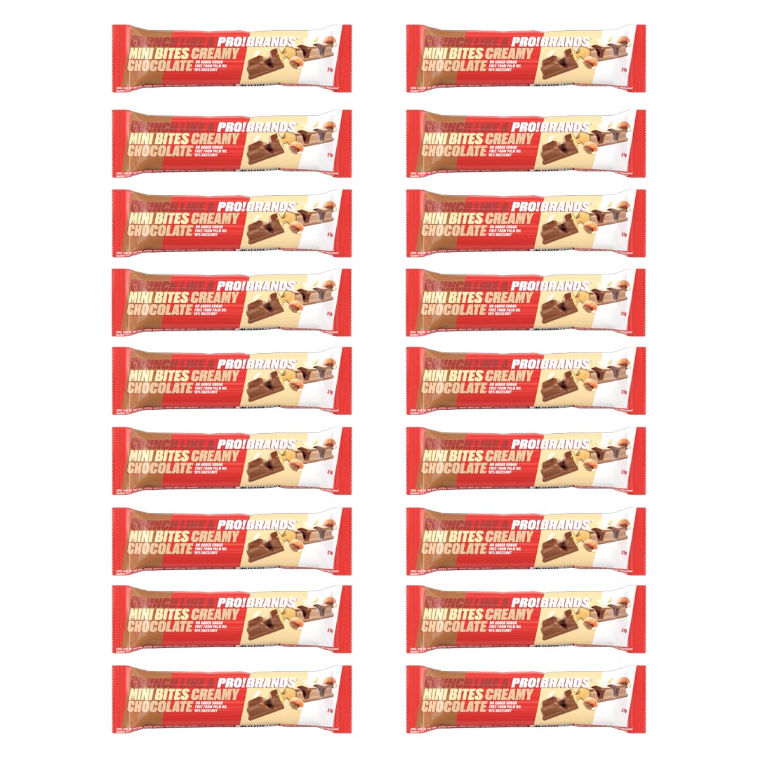 18 x Pro Brands Snack Bar Minibites 21 g Creamy Chocolate
