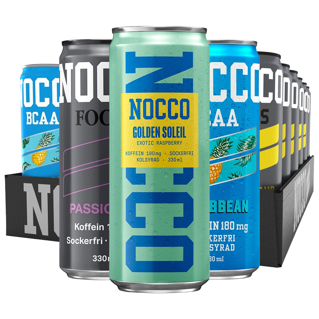 24 x NOCCO BCAA / BCAA+ / FOCUS 330 ml / NOCCO FLAK Mix-lava