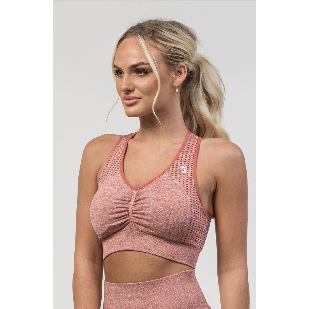 V3 Apparel Empower Seamless Scrunch Sports Bra Pink Marl