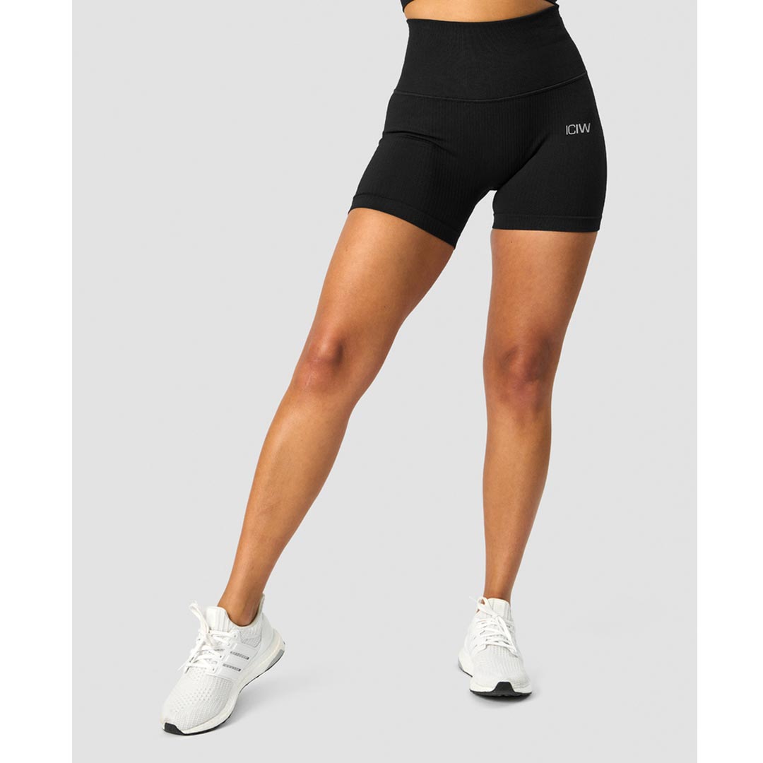 ICANIWILL Ribbed Define Seamless Pocket Shorts Black