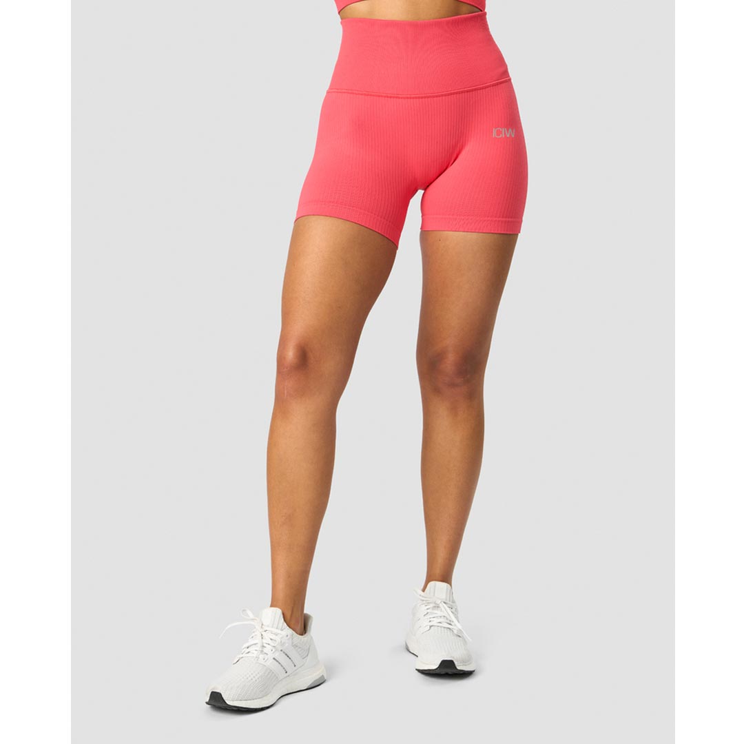 ICANIWILL Ribbed Define Seamless Pocket Shorts Coral Red