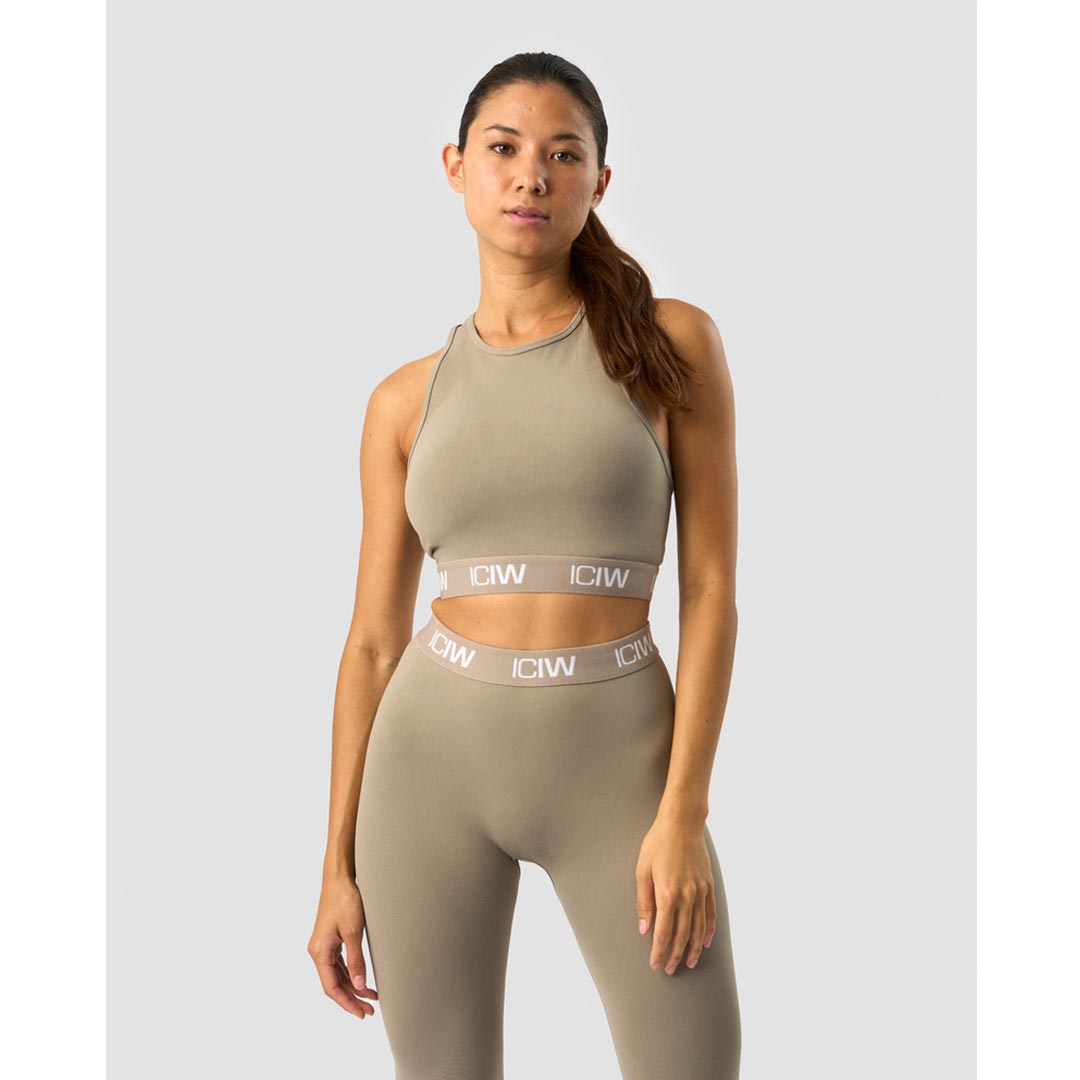 ICANIWILL Define Seamless Logo Cropped Tank Top Taupe