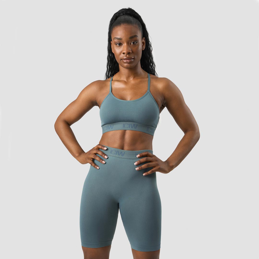 ICANIWILL Define Seamless Logo Strappy Sports Bra Jungle green