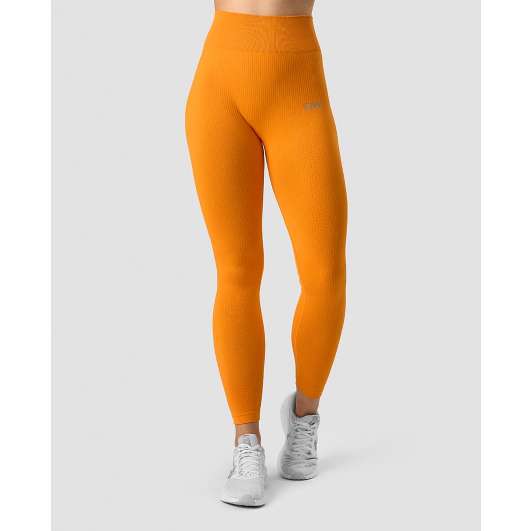ICANIWILL Ribbed Define Seamless Tights Bright Orange