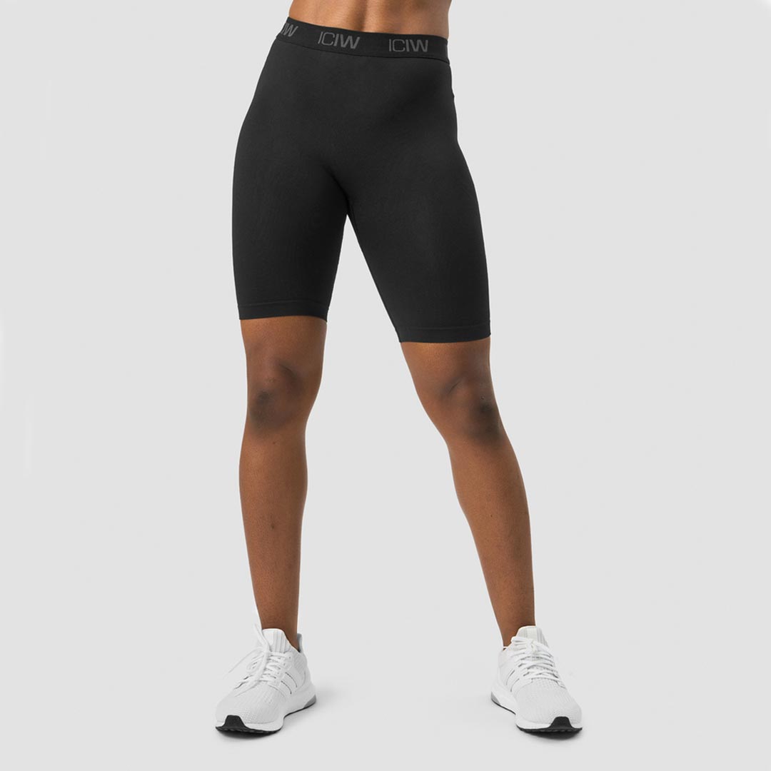 ICANIWILL Define Seamless Logo Biker Shorts Black