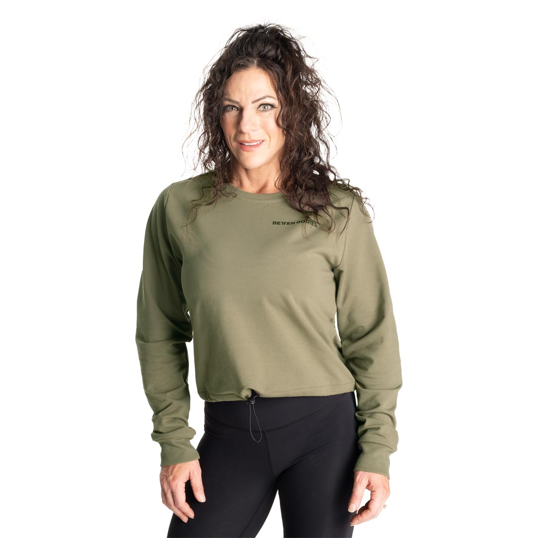 Better Bodies Empire Cropped Crew Washed Green