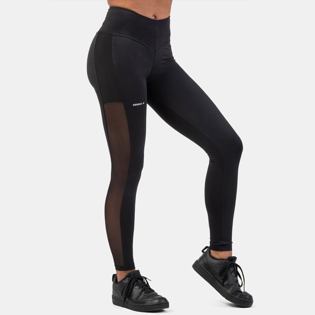 NEBBIA Black Mesh Design Leggings Black