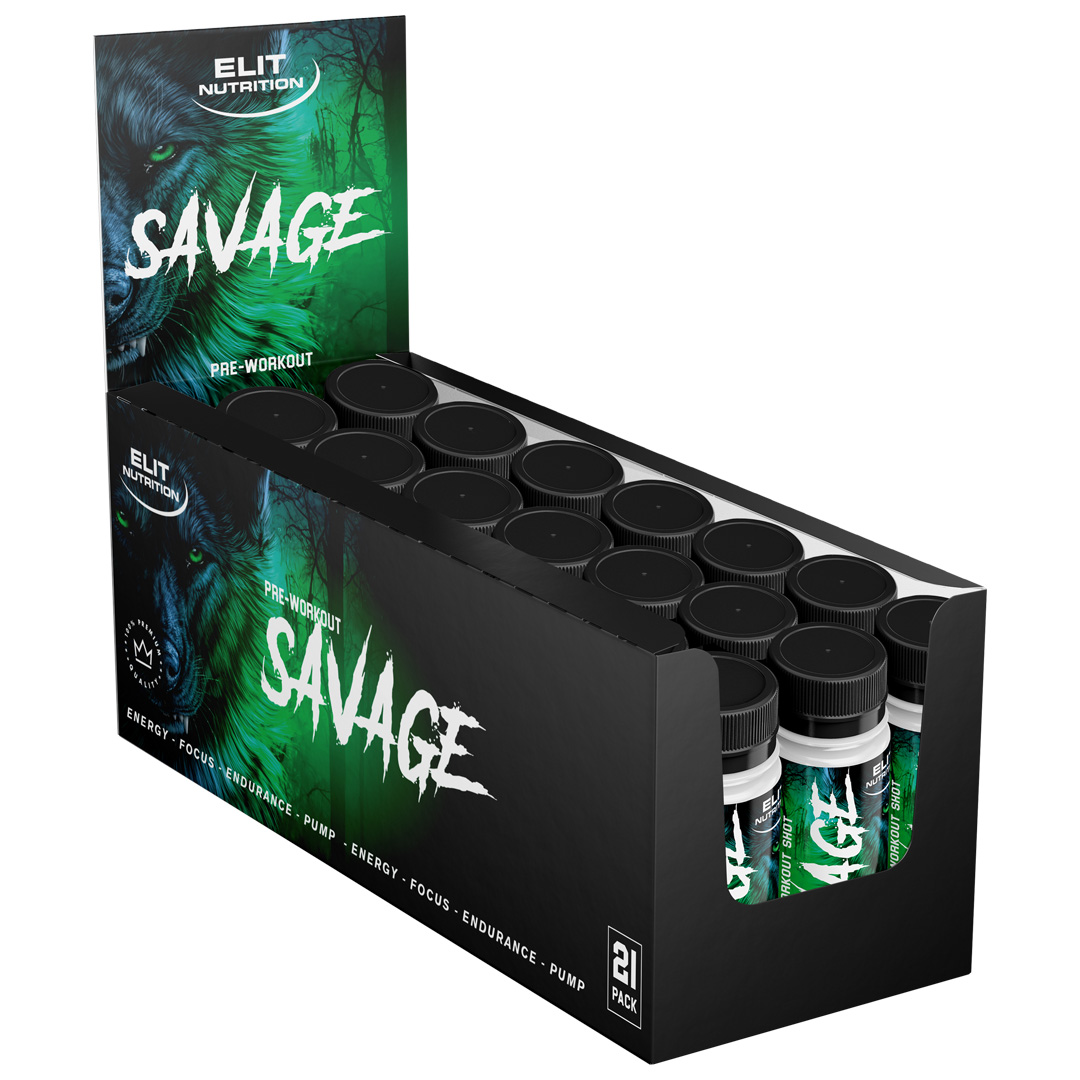 21 x Elit Nutrition Savage PWO Shot Bubblegum