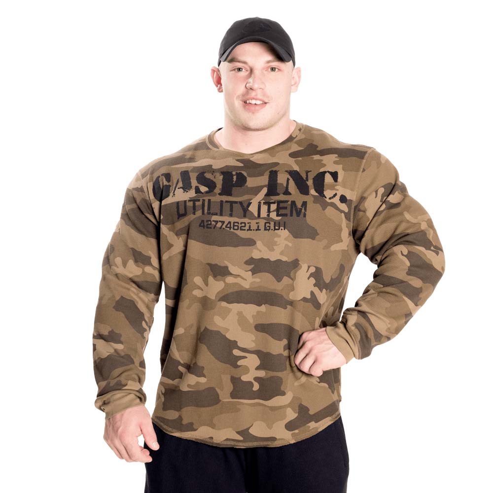 GASP Thermal Gym Sweater Green Camoprint