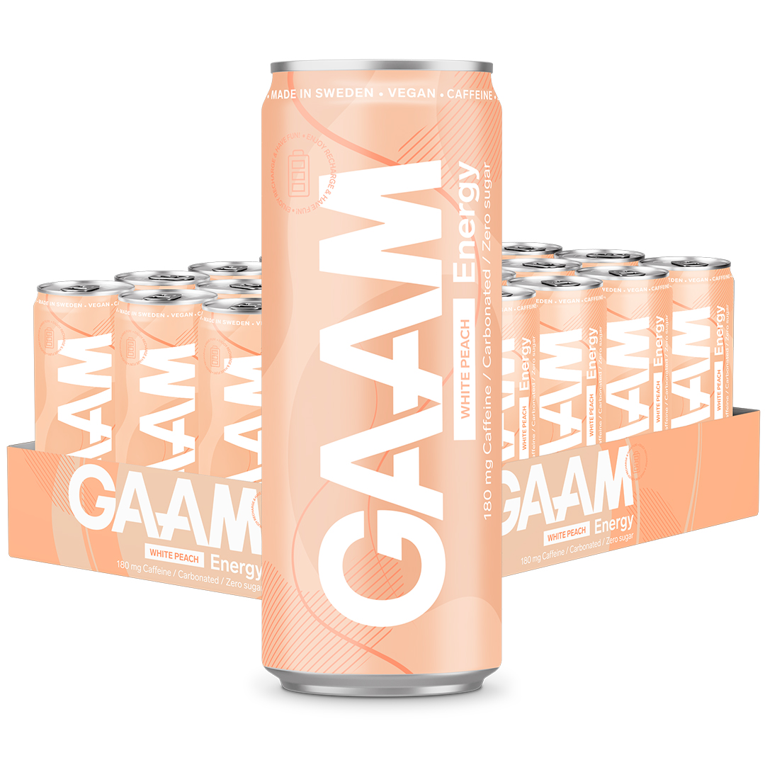 24 x GAAM Energy 330 ml White Peach