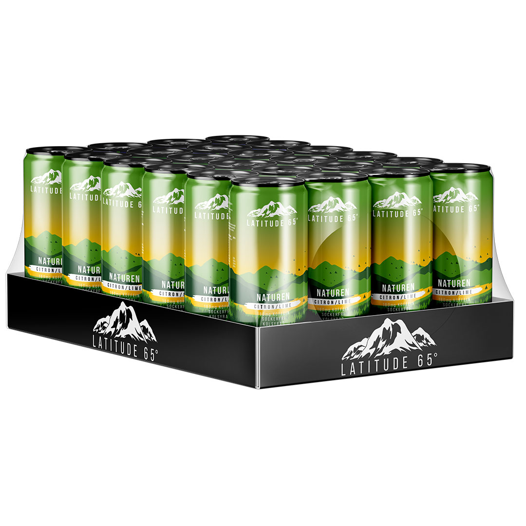 24 x Latitude 65 330 ml Naturen - Sitruuna & Lime