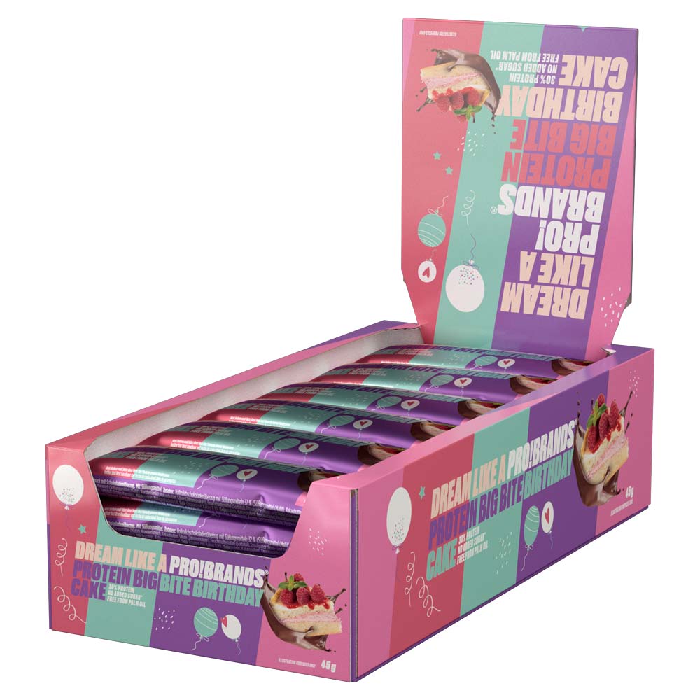 24 x Pro Brands Big Bite 45 g Birthday Cake