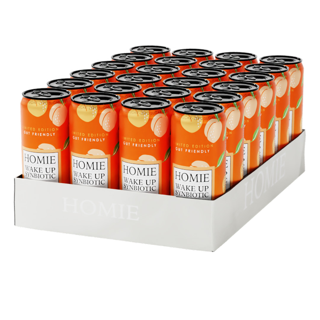 24 x Homie Wake Up Synbiotic 330 ml Peach Nectarine