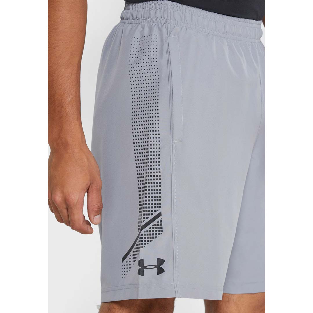 Under Armour Mens UA Woven Graphic Shorts Steel