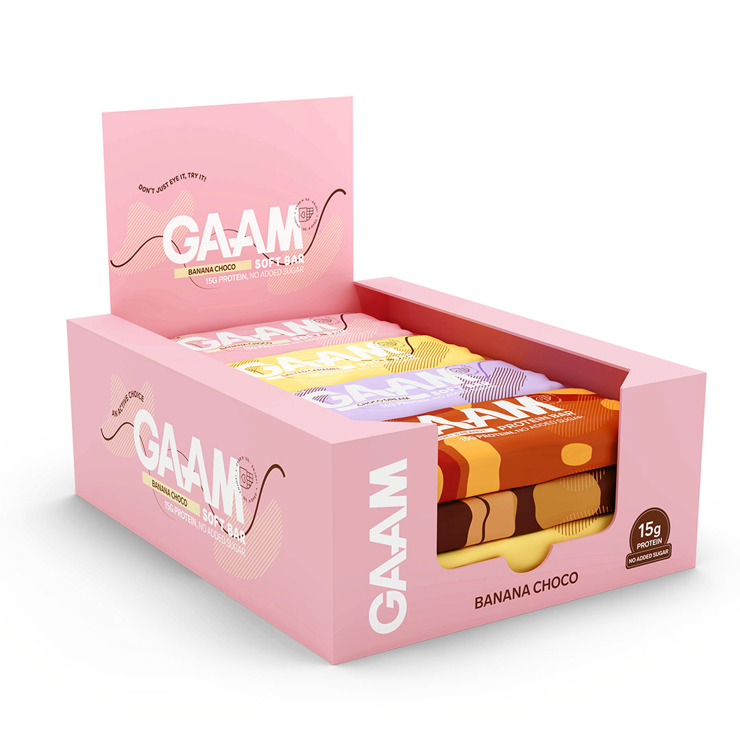 12 x GAAM Protein bar & Soft bar 45 g Mix-laatikko