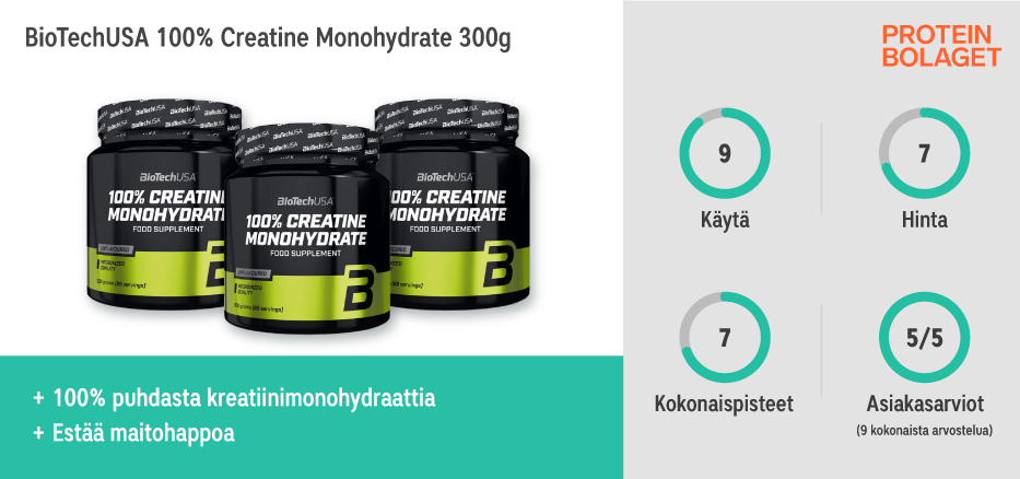 Paras Kreatiini 2024 - BioTechUSA 100% Creatine Monohydrate 300 g
