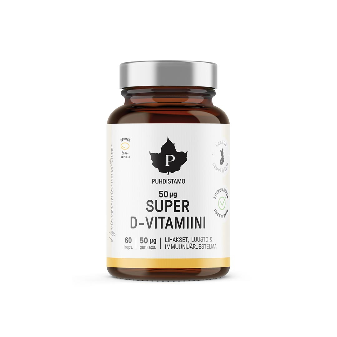 Puhdistamo Super D-vitamiini 60 kaps ryhmässä Lisäravinteet / Vitamiinit / D-vitamiini @ Proteinbolaget (FI-0114)