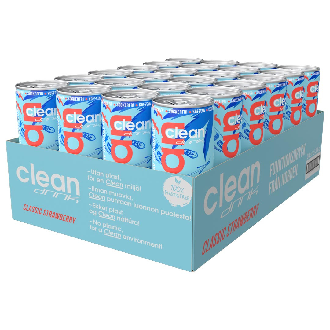 24 x Clean drink 330 ml Classic Strawberry ryhmässä Juomat / Energiajuomat @ Proteinbolaget (FI-220015)