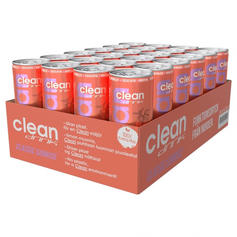 24 x Clean Drink 330 ml Sunrise ryhmässä Juomat / Energiajuomat @ Proteinbolaget (FI-283)