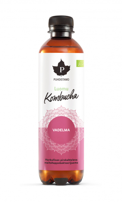 12 x Puhdistamo Luomu Kombucha 370 ml Vadelma