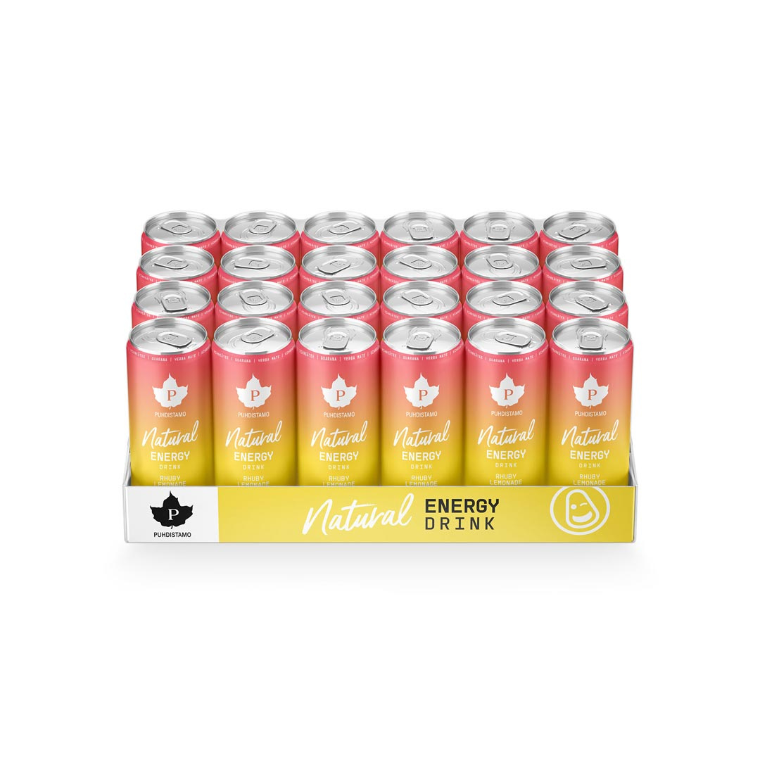24 x Puhdistamo Natural Energy Drink 330 ml Rhuby Lemonade ryhmässä Juomat / Energiajuomat @ Proteinbolaget (FI-884)