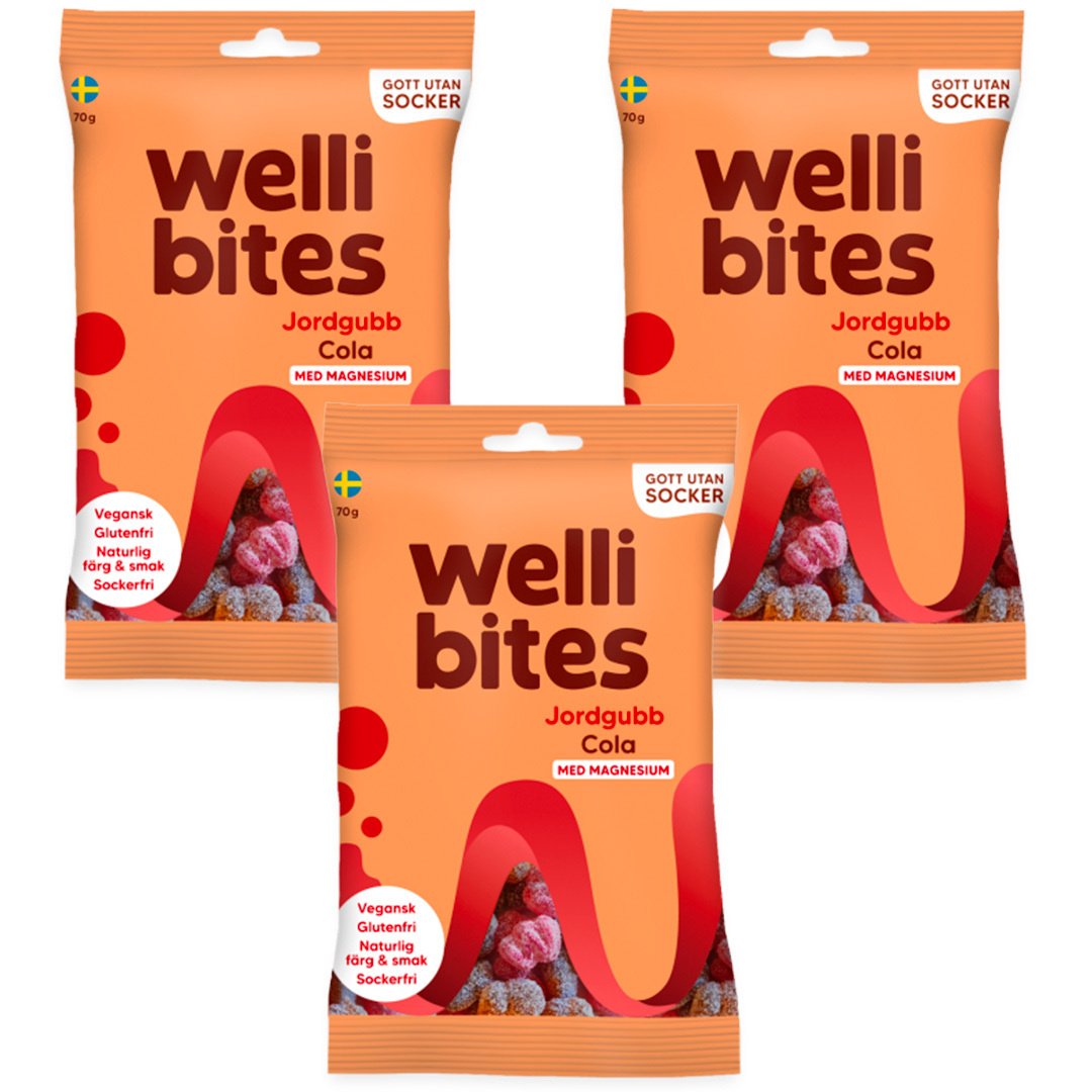 3 x Wellibites Candy 70 g Strawberry Cola ryhmässä Elintarvikkeet / Naposteltavat ja karkit / Gluteenittomat karkit @ Proteinbolaget (PB-020311)