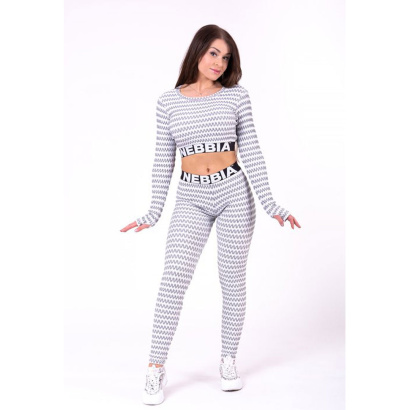 NEBBIA Boho 3D Pattern Crop Top Light Grey
