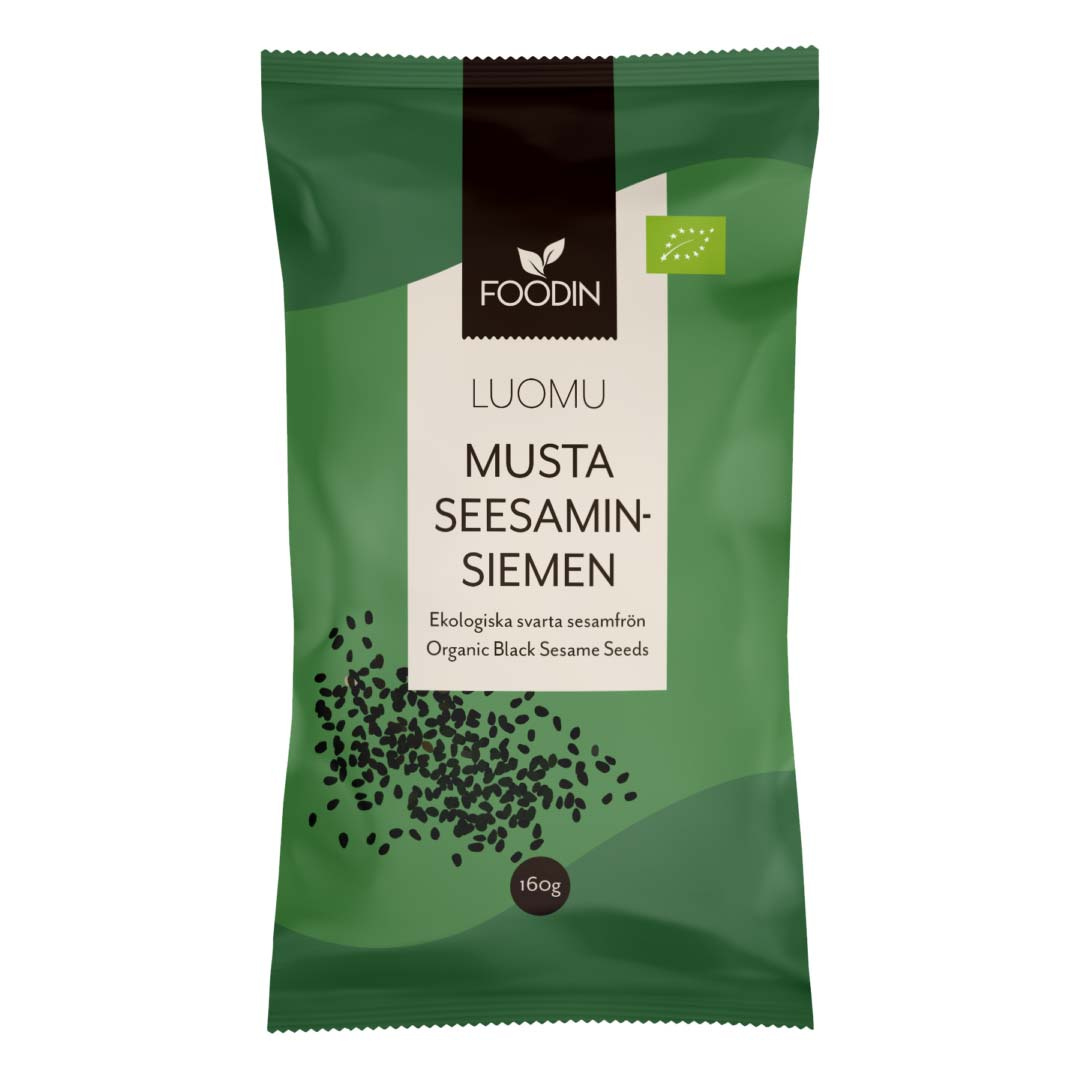 Foodin Organic Black Sesame Seed 160 g ryhmässä Luontaistuotteet / Terveysruoka muu @ Proteinbolaget (PB-0580)