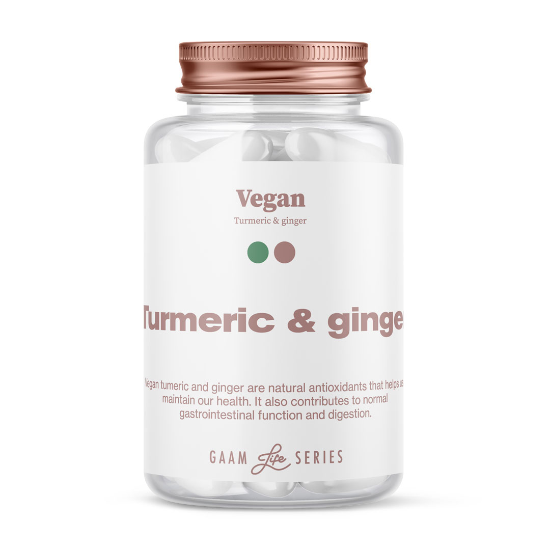 GAAM Life Series Vegan Turmeric + ginger 60 caps ryhmässä Luontaistuotteet / Kurkuma/Turmeric @ Proteinbolaget (PB-10001)