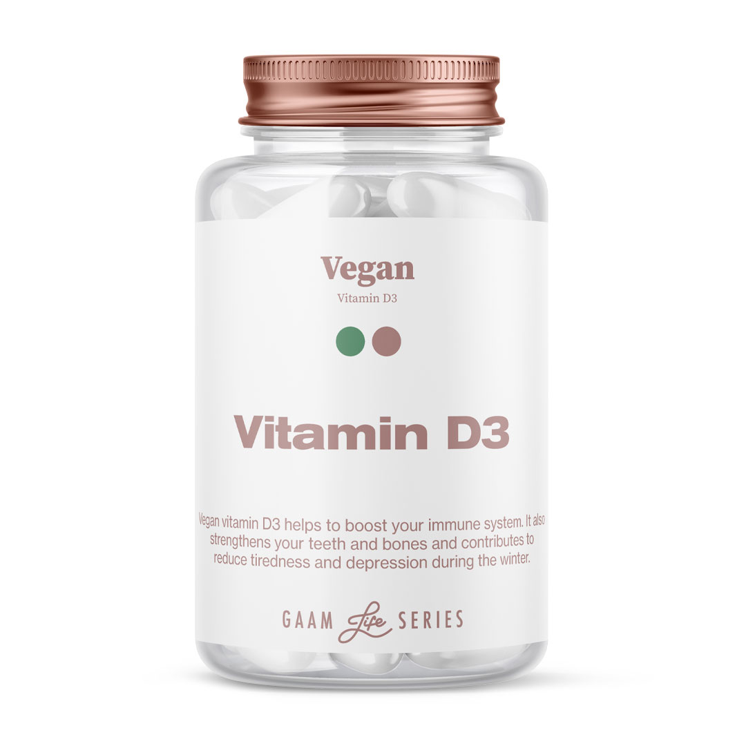 GAAM Vegan D3 60 caps ryhmässä Lisäravinteet / Vitamiinit / D-vitamiini @ Proteinbolaget (PB-10015)