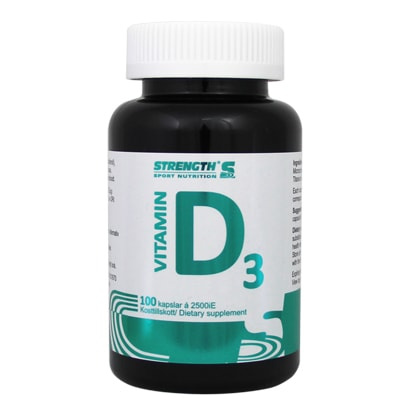 Strength Sport Nutrition Vitamin D3 100 caps ryhmässä Lisäravinteet / Vitamiinit / D-vitamiini @ Proteinbolaget (PB-1528)