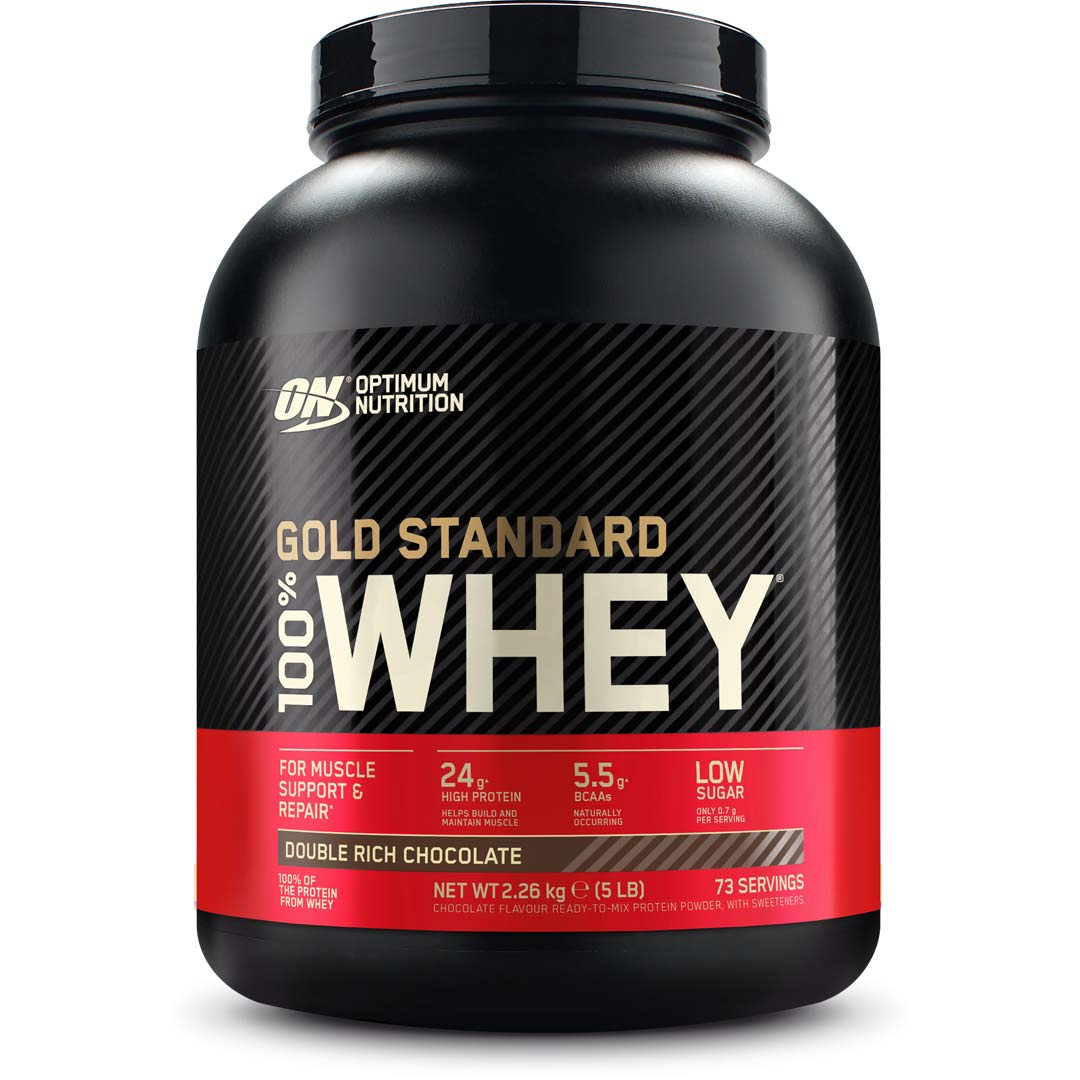 Optimum Nutrition 100% Whey Gold Standard 2.27 kg ryhmässä Lisäravinteet / Proteiinijauheet / Heraproteiini / Heraisolaatti @ Proteinbolaget (PB-16164)
