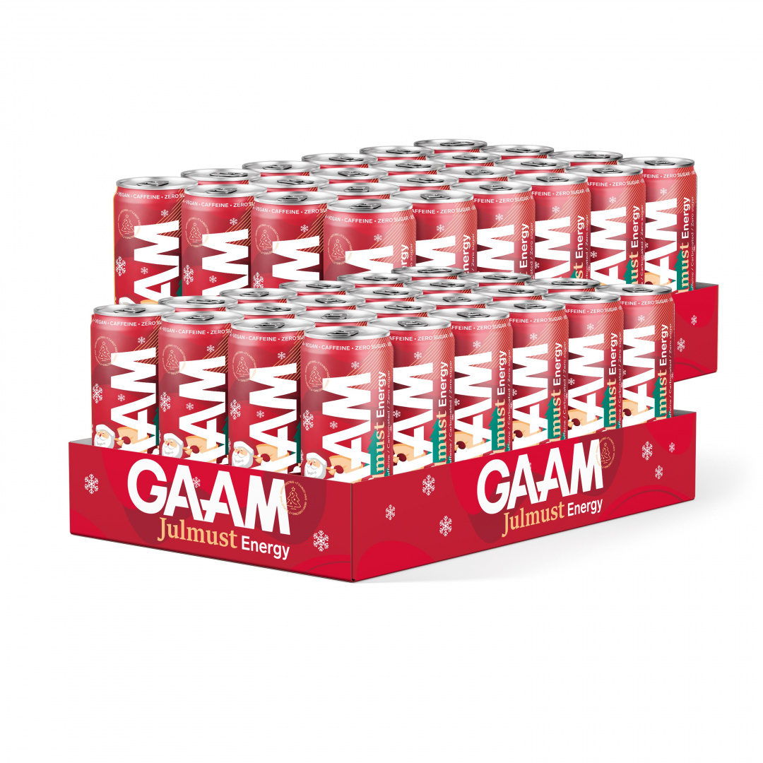 48 x GAAM Energy 330 ml Julmust ryhmässä Juomat / Energiajuomat @ Proteinbolaget (PB-1700)