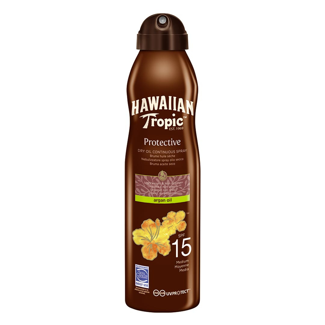 Hawaiian Tropic Dry Oil Argan C-spray SPF 15 177 ml ryhmässä Treenivälineet ja varusteet / Vartalonhoito @ Proteinbolaget (PB-17342)