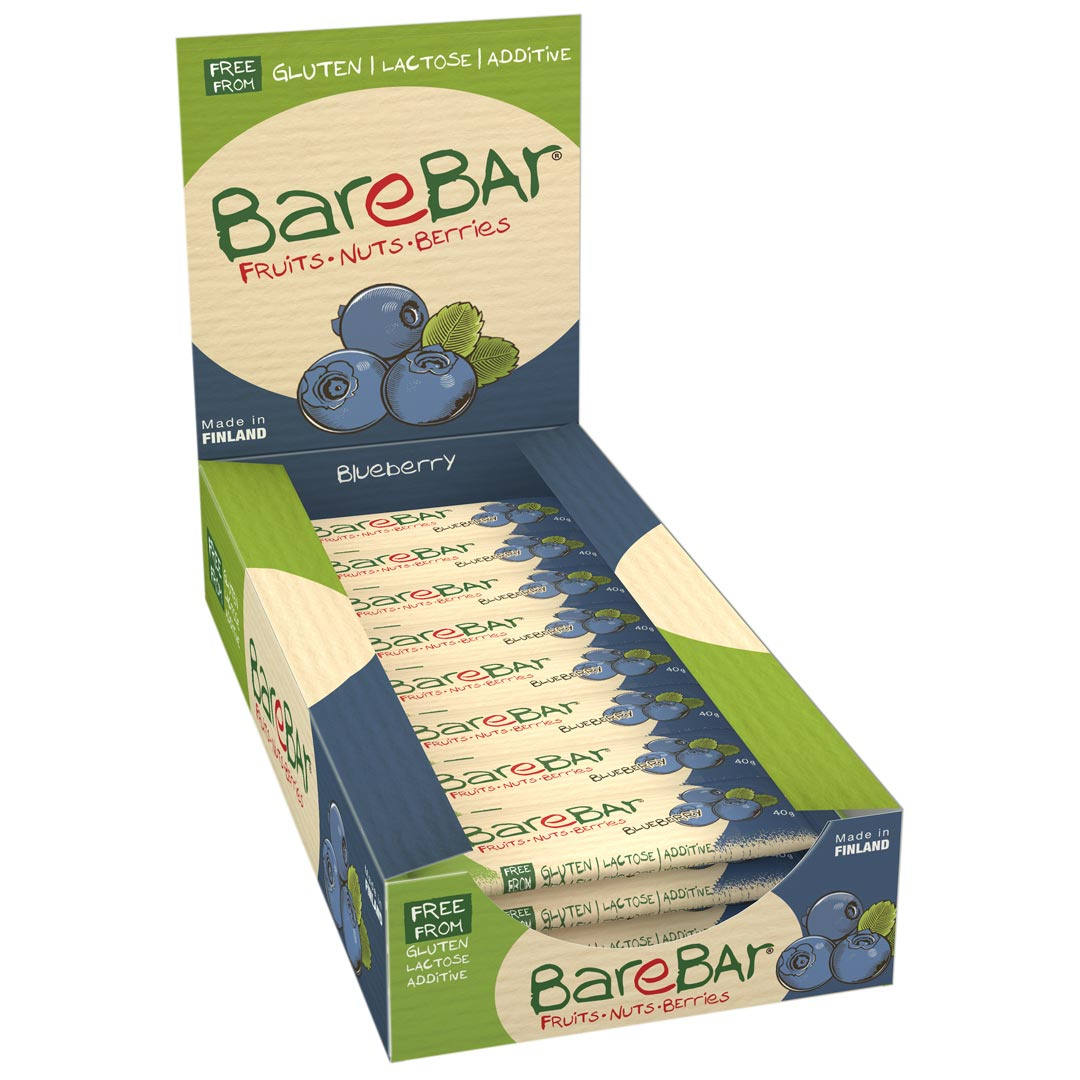 24 x Leader BareBar 40 g Blueberry ryhmässä Patukat / Energiapatukat @ Proteinbolaget (PB-175999)