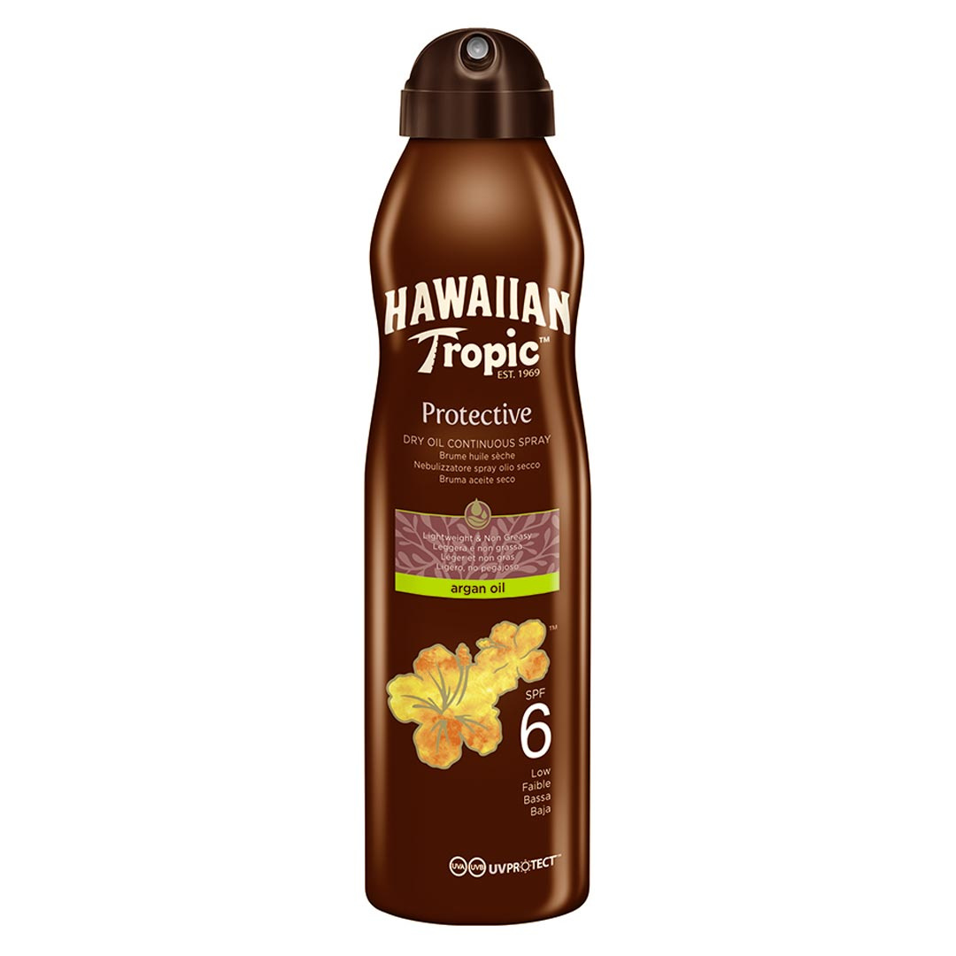 Hawaiian Tropic Dry Oil Argan C-spray SPF 6 177 ml ryhmässä Treenivälineet ja varusteet / Vartalonhoito @ Proteinbolaget (PB-1797)