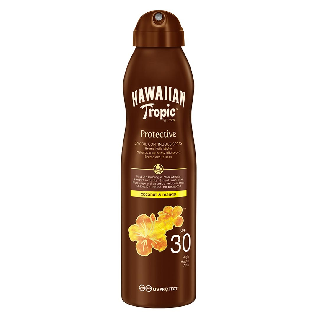 Hawaiian Tropic Dry Oil Coco&Mango C-spray SPF 30 180 ml ryhmässä Treenivälineet ja varusteet / Vartalonhoito @ Proteinbolaget (PB-1808)