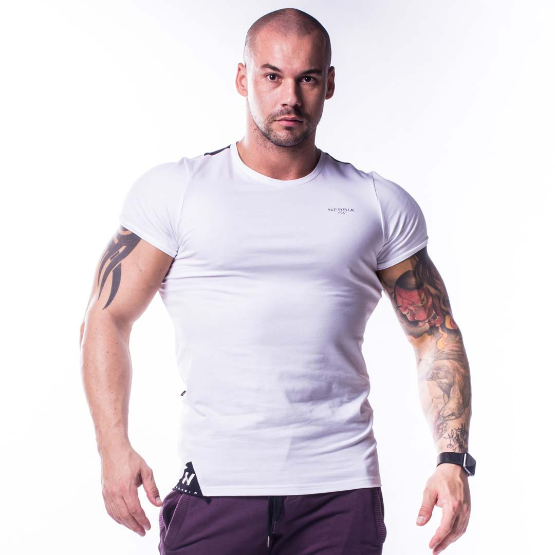 NEBBIA Muscle Back T-Shirt White ryhmässä Treenivaatteet / T-paidat @ Proteinbolaget (PB-18338)