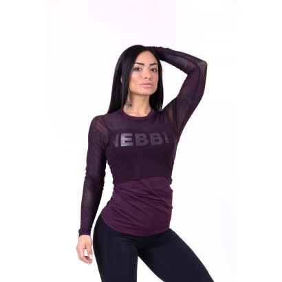 NEBBIA Flash Mesh Longsleeve Burgundy