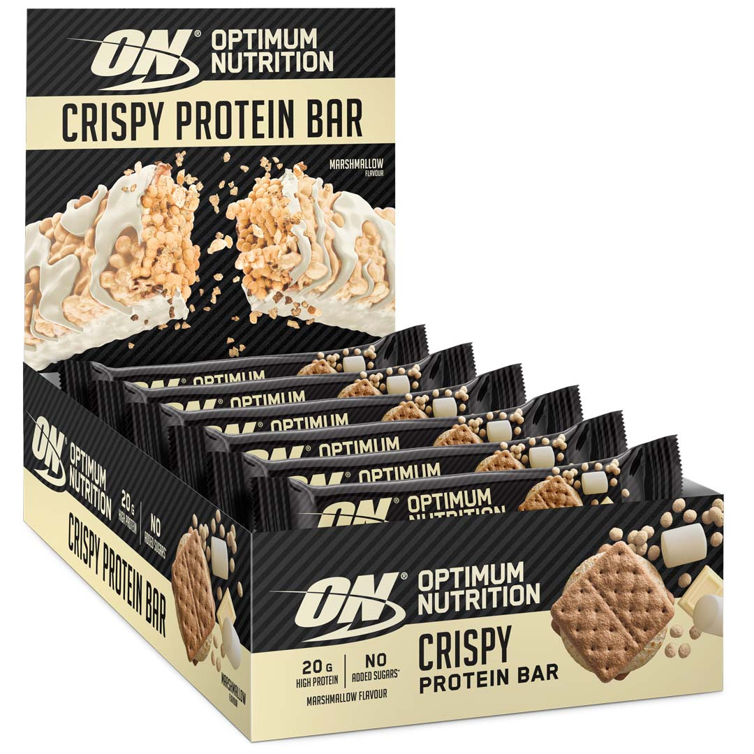 10 x Optimum Nutrition Protein Crisp Bar 65 g Marshmallow ryhmässä Patukat / Proteiinipatukat @ Proteinbolaget (PB-1837)
