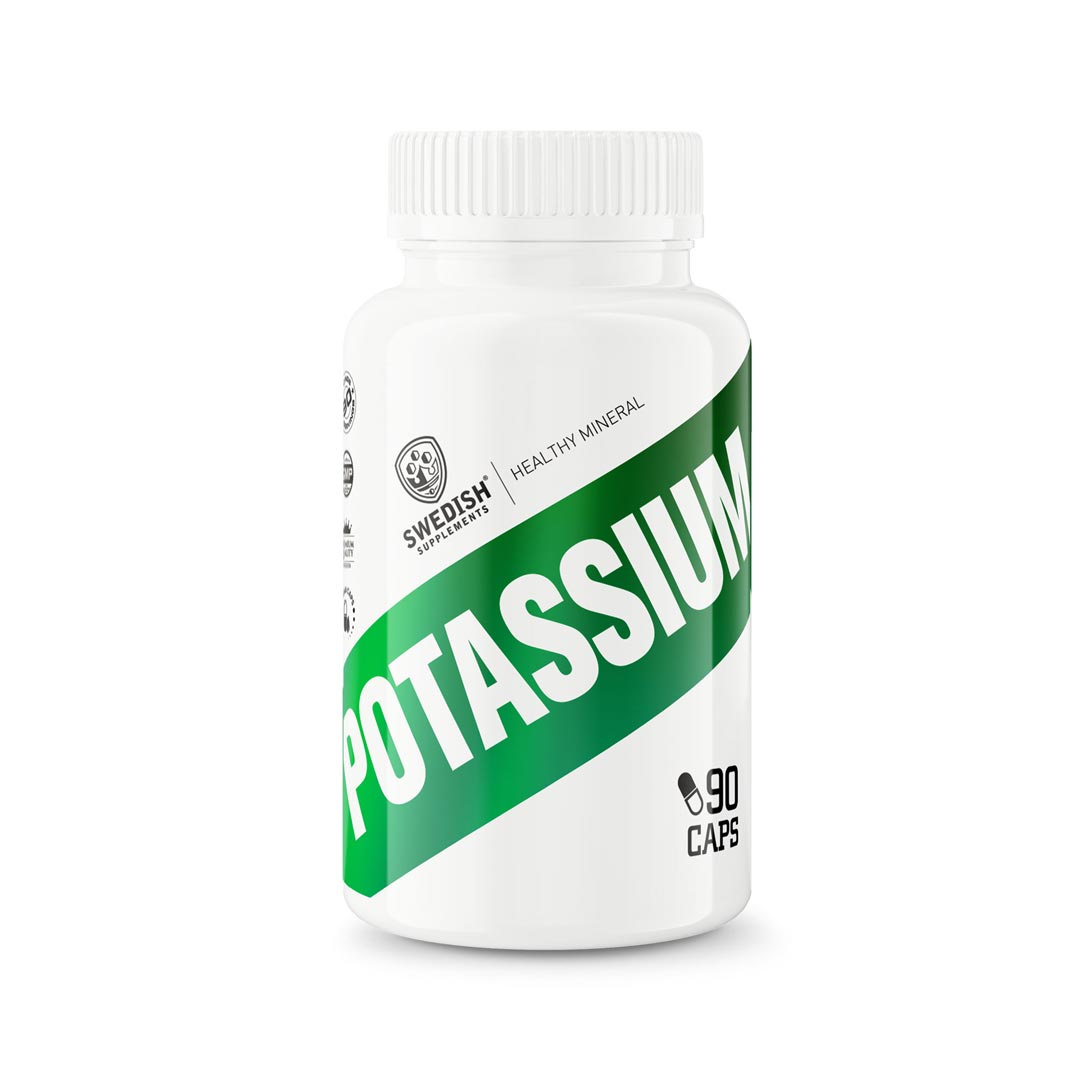 Swedish supplements Potassium 90 caps ryhmässä Lisäravinteet / Mineraalit / Kalium @ Proteinbolaget (PB-1895)