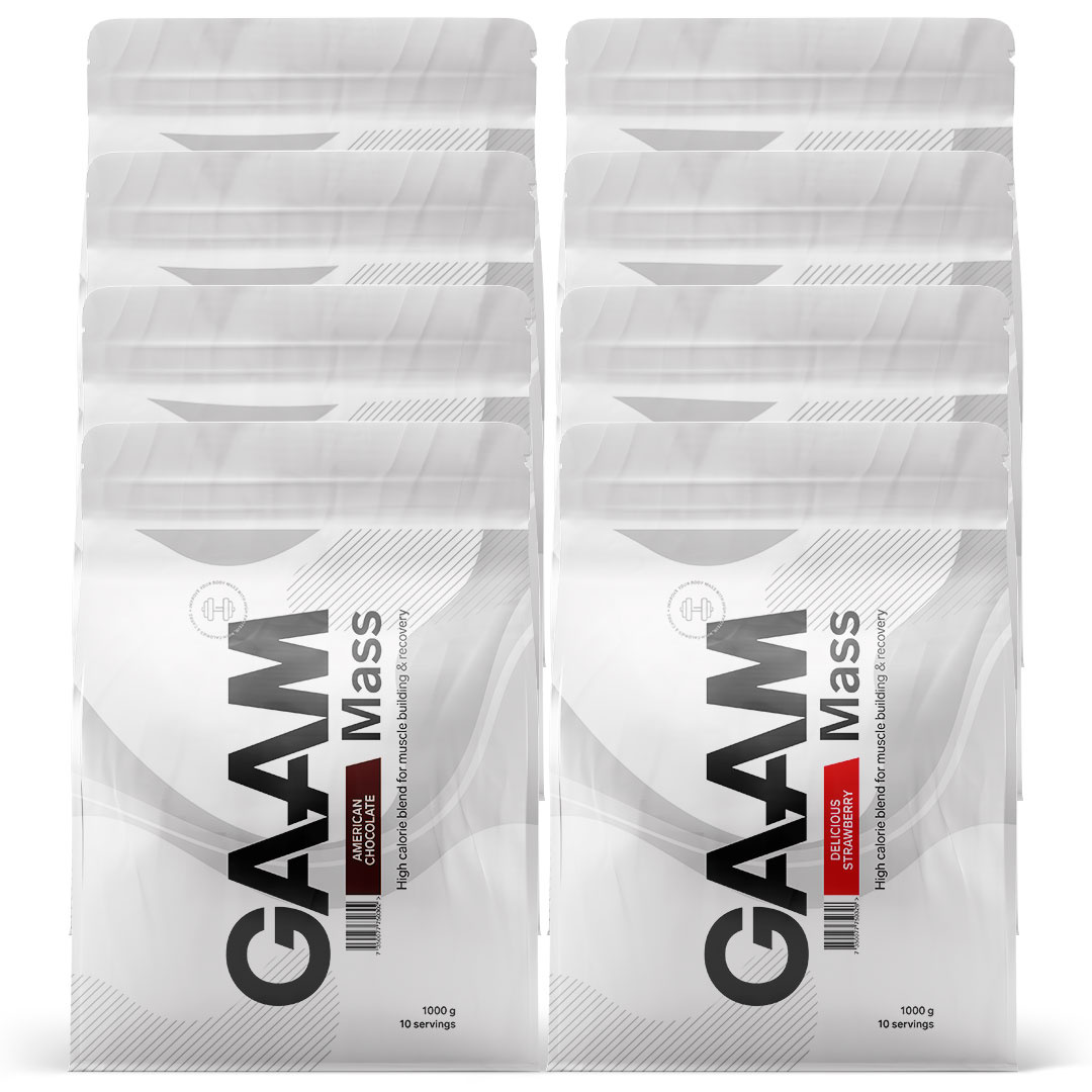 8 x GAAM 100% MASS Premium 1 kg ryhmässä Lisäravinteet / Gainerit @ Proteinbolaget (PB-1947)