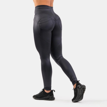 NEBBIA High Waist Glossy Look Bubble Butt Pants Vulcanic Black