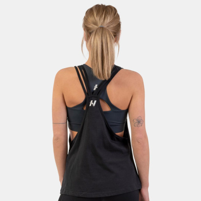 NEBBIA Sleeveless Loose Cross Back Tank Top Feeling Good Black